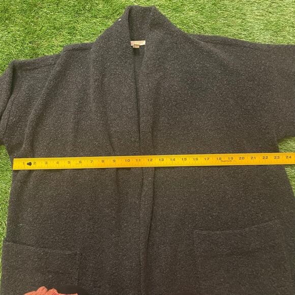 Oversized Charcoal Gray Wool Blend Eileen Fisher Thick Open Cardigan Size Small - Picture 4 of 7